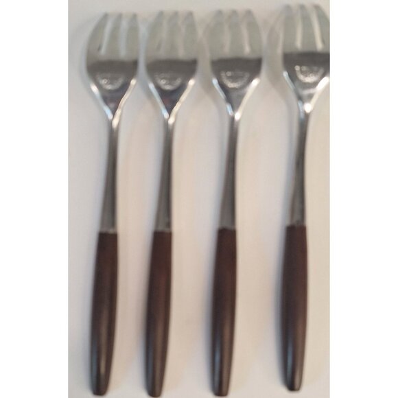 Dior Muffin by Grand Prix Seafood Forks Faux Wood Lot Of Four - Picture 7 of 15